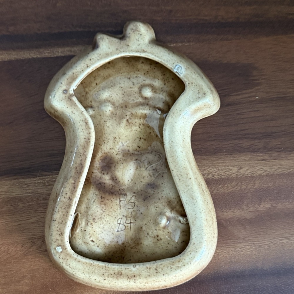 Vintage Ceramic Mushroom Spoon Rest Brown Speckled Kitchen Decor Handmade 1984 - Picture 4 of 5